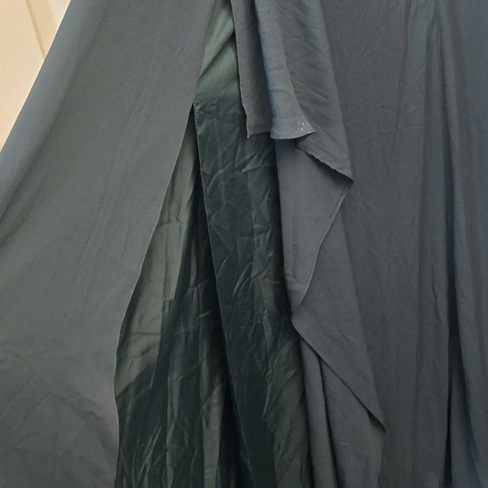 NWT Davids Bridal Georgette Cascade Dress F19832 Size 14 Juniper Green - Picture 10 of 11